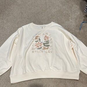 Rylee + Cru Cream Graphic Sweatshirt with Floral Design